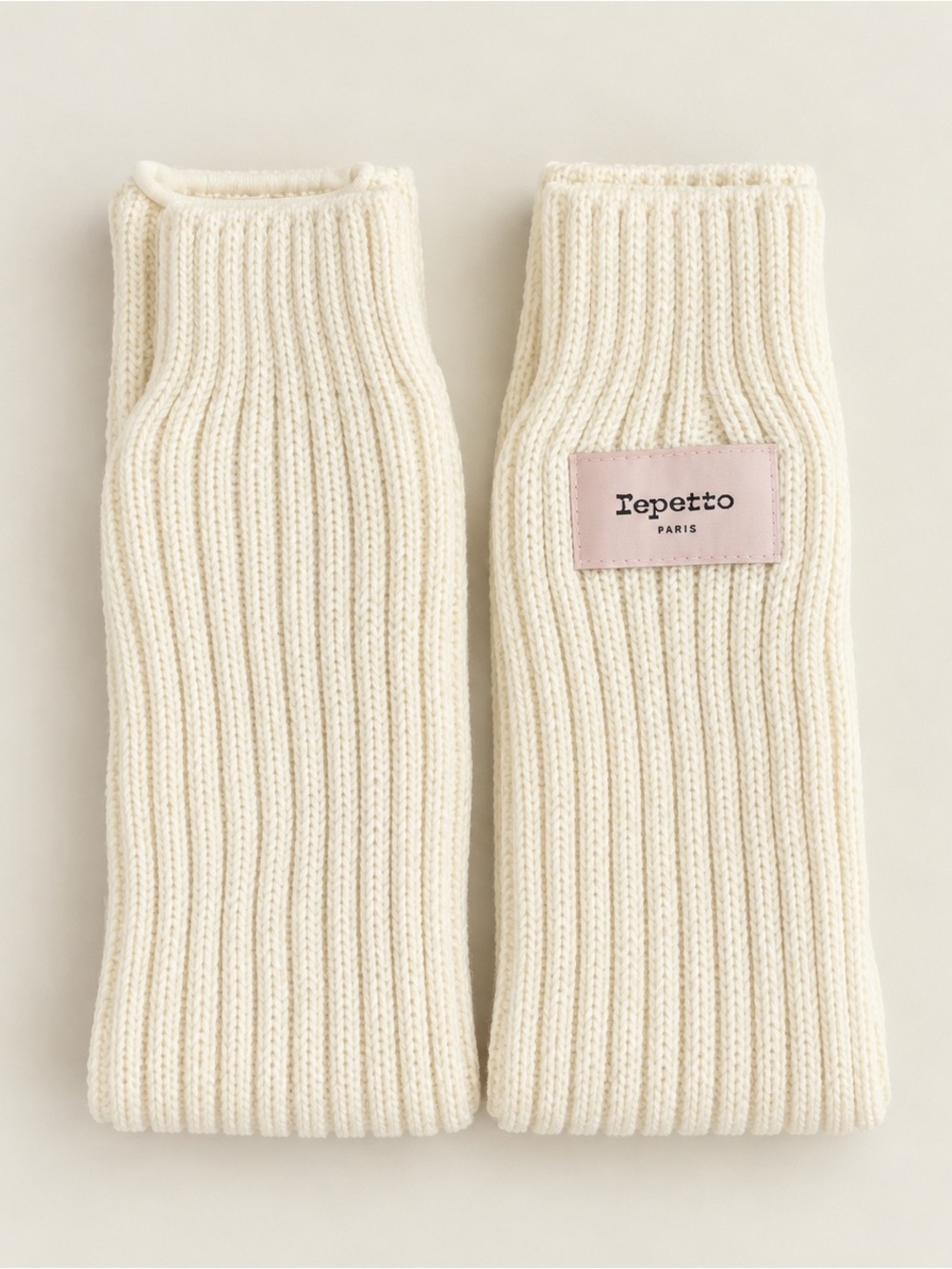Repetto Cream Ribbed Knit Leg Warmers